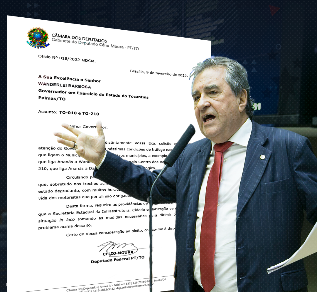 Célio Moura solicita ao Governo do Tocantins manutenção para rodovias no Bico do Papagaio