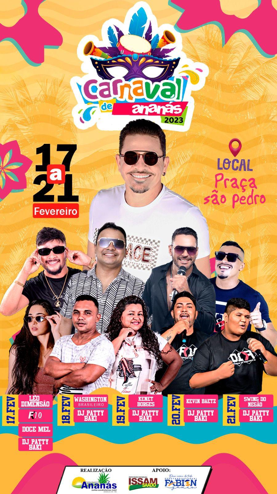 Carnaval em Ananás terá 5 noites de folia com mais de 10 atrações musicais