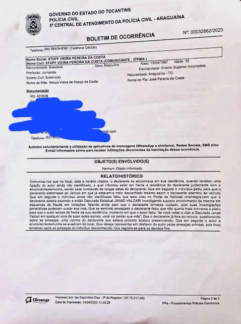 Ameaça a jornalista e omissão da polícia civil