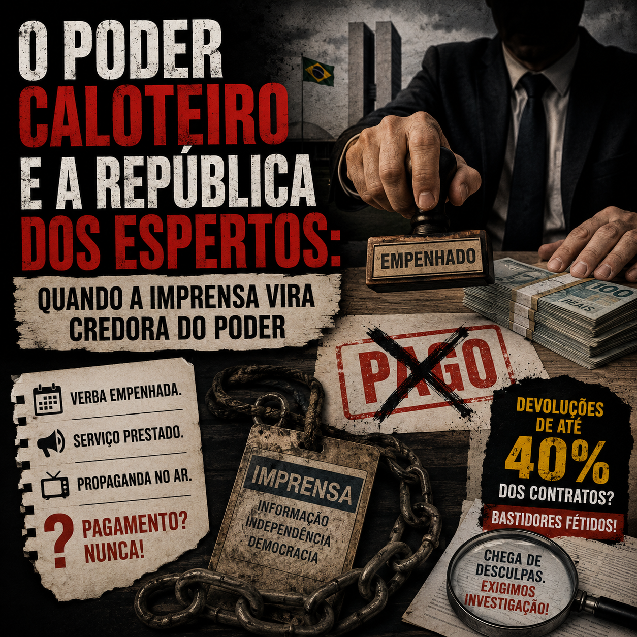 O PODER CALOTEIRO E A REPÚBLICA DOS ESPERTOS: QUANDO A IMPRENSA VIRA CREDORA DO PODER
